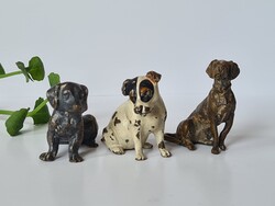 Antik bécsi bronz miniatűr kutya szobrocskák gyűjtői darab Vienna 1800/1900