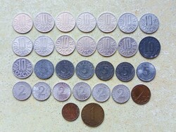 Ausztria 30 db Különböző Érme 2 5 10 Groschen 1 Schilling 100 Korona 1924-1997