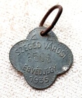 1935 Szeged Városi Ebvédjegy Kutyabárca