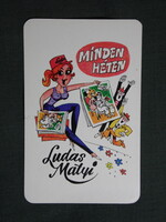 Kártyanaptár,Ludas Matyi magazin,újság,grafikai,női modell,1982,  (1)