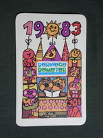 Kártyanaptár,Dörmögő Dömötör ifjúsági újság magazin,grafikai,1983,  (1)