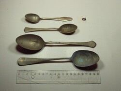 Antik vegyes gyártmányú evőeszköz készlet része teáskanál, kanál -4 db - Wellner, Art Krupp, Alpakka