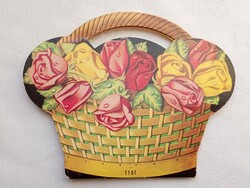 Fém kézi varrótű készlet 01 - rózsás kosár Czechoslovakia vintage