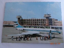 Old postcard: Malév's Tu-134 jet turbine aircraft - around 1970