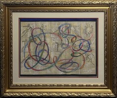 Rác András (1926-2013) Sport - a művész hagyatékából, antik keretben /számlát adunk hozzá/