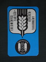 Kártyanaptár,Pécs,gabona malomipari vállalat,grafikai,1983,  (1)
