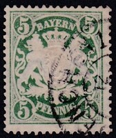 Bavaria Bayern 5 Pfenning Régi Bélyeg 1900