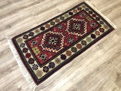 Régi BÉKÉSSZENTANDRÁSI kézi csomózású gyapjú perzsa szőnyeg, 71 x 150 cm