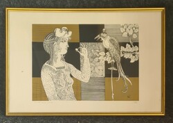 Szász Endre (1926 - 2003) : Múzsa és madara