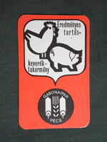 Kártyanaptár,Pécs,gabona malomipari vállalat,grafikai,1983,  (1)