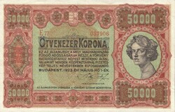 50000 korona 1923 eredeti állapot gyönyörű nagyon ritka