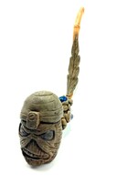 Vintage faragott díszpipa turbános arccal – kézműves dekor pipa