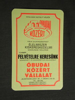 Kártyanaptár,Budapest ÁFÉSZ,Óbudai közért élelmiszer ABC üzletek,1983,  (1)