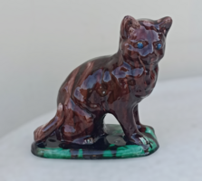 Barna mázas kerámia macska