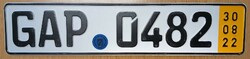 Német rendszám rendszámtábla GAP 0482  Németország