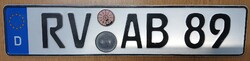 Német rendszám rendszámtábla RV AB 89  Németország
