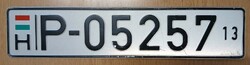 Magyar PRÓBA ideiglenes rendszám rendszámtábla P-05257 Magyarország 2013-ból Ritka