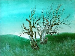 Szász Endre (1926-2003) : Fák, 1970, 60 x 45cm, olaj/farost, Korai!, ritka, gyűjteményes darab!!