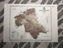 Zágráb vármegye térképe VIII. Kogutowicz 1905 Történelmi Magyarország Reprint (Horvátország)