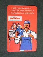 Kártyanaptár,ÁFOR benzinkút,olajok,grafikai rajzos, benzinkutas,1983,  (1)