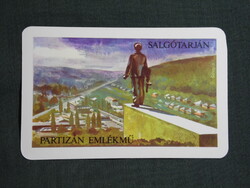 Kártyanaptár,MN,Salgótarján,Partizán szobor emlékmű,grafikai,1983,  (1)