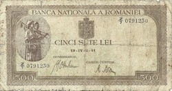 500 lei lej 1941 április 19 Románia 1.