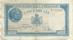 5000 lei lej 1944 05. 02. Románia Ritkább