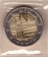 Németország 2 euró, 2010 - Bréma, Városháza és Roland szobor, D - Emlékérme