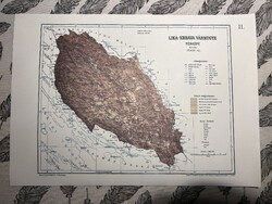 Lika-Krbava vármegye térképe II. Kogutowicz 1905 Történelmi Magyarország Reprint (Horvátország)