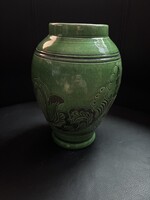 Zöld mázas díszváza – „Korond”