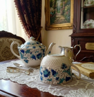 2.Extrém ritka gyémántjeles fajansz Copeland Spode hatalmas teás/kakaós csésze