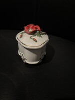 Alba Iulia / Apulum jelzett, pipacsdíszes fedeles porcelán bonbonier / ékszertartó, 20. század másod