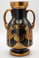 Kralik Art Nouveau enameled glass vase, black and gold 1900
