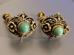 Antik ezüst fülbevaló/türkiz