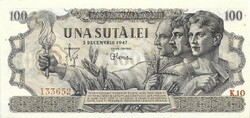 100 lei lej 1947 december 05. Románia Ritka 3. UNC