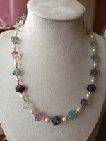 Fluorit- gyöngy 925 ezüst nyaklánc