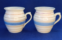 2db 400 ml. kézzel csíkozott  porcelán csupor 20 sz eleje