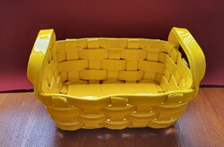 Sárga porcelán kerámia fonott kosár tál húsvéti dekoráció kellék tojástál virág