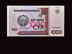 1000 SUM 2001 - ÜZBEGISZTÁN MODER BANKJEGYE UNC