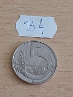 CSEHORSZÁG 5 KORONA 2002  "b’" - Jablonec nad Nisou,, Acél nikkel bevonattal  B4