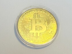 Bitcoin arany színű emlékérem emlék érme érem érmekapszulában érmekapszula
