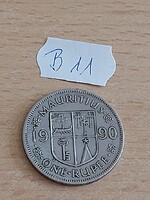 MAURITIUS 1 RÚPIA RUPEE 1990 Réz-nikkel, CÍMER B11