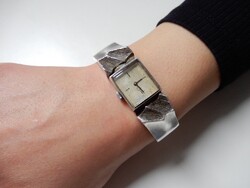 Régi finn Matti J. Hyvarinen - SIROKORU modernista mechanikus ezüst karóra