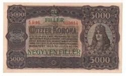 1923 5000 korona 40 fillér aUNC.