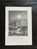 A román templom Brassóban - Hunfalvy - Rohbock acélmetszet, reprint, Erdély, Románia