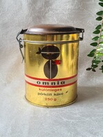 Retro Omnia kávés arany fém doboz