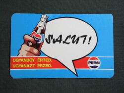 Kártyanaptár,PEPSI üdítőital,Pécs sörgyár,sörfőzde,grafikai,Salut !, 1984,  (1)