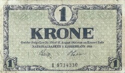 1 krone korona 1918 Dánia