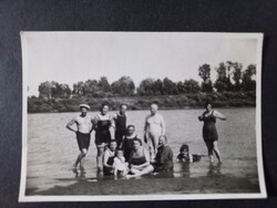 Régi fotó - Fürdőző társaság a kanyargós Tisza mentén -  1931 aug. 20.