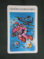 Kártyanaptár,SZOT munkavédelmi osztály,balesetmegelőzés,grafikai,űrhajós,1984,  (1)